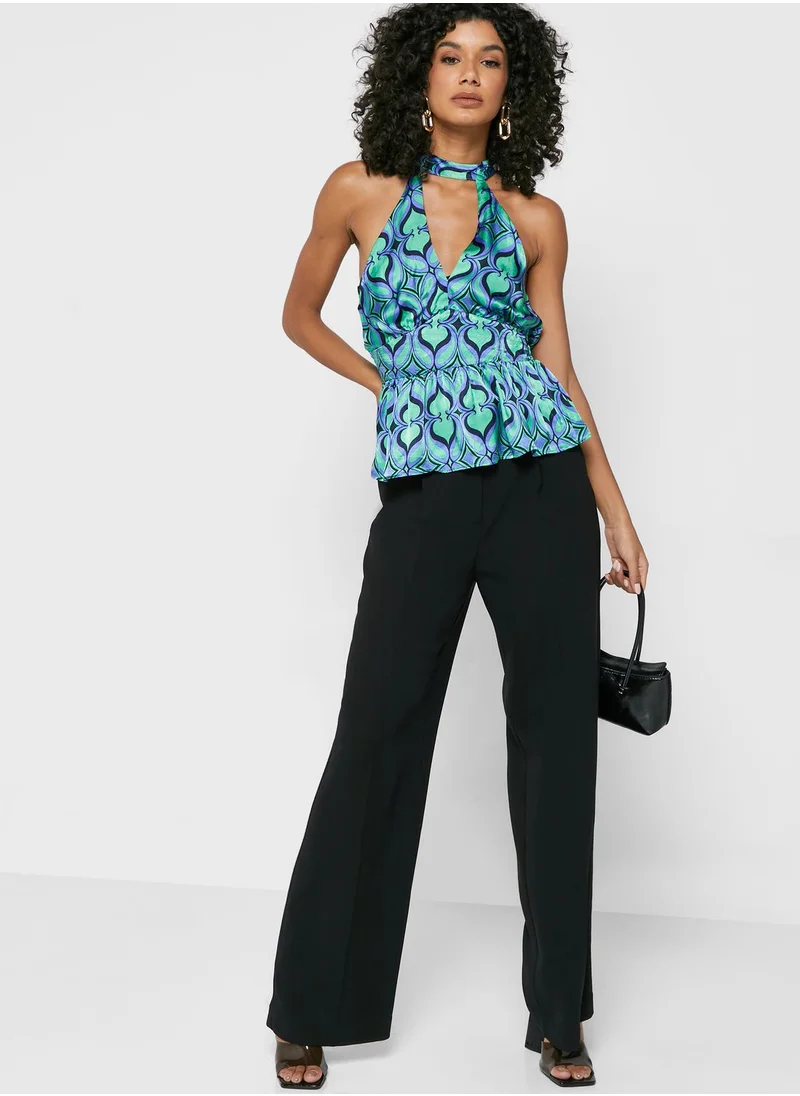 TOPSHOP Halter Neck Printed Top