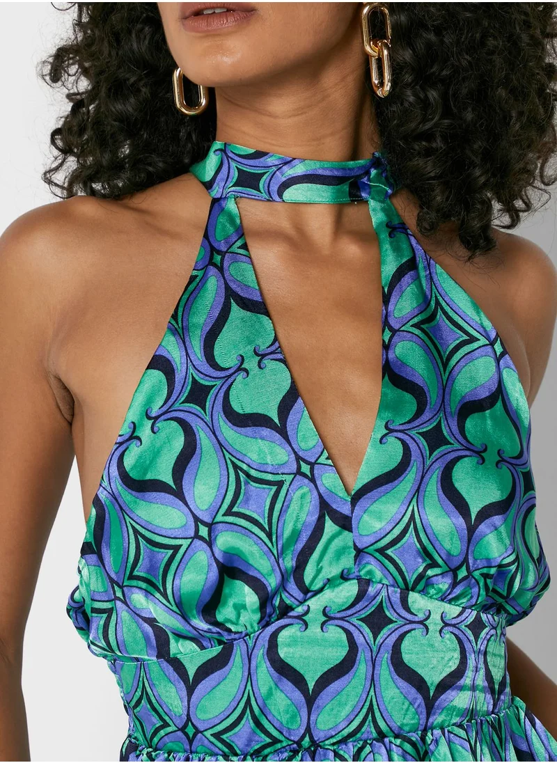TOPSHOP Halter Neck Printed Top