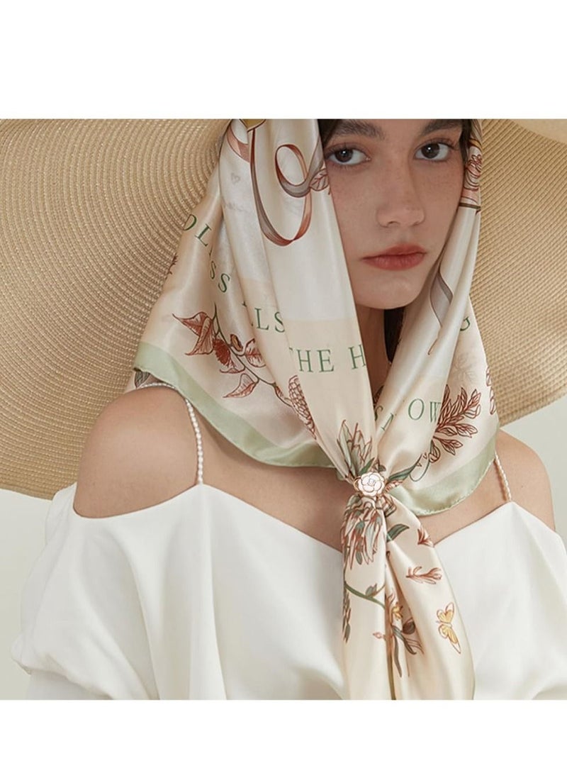 SYOSI Elegant Pearl Floral Scarf Ring Clip Camellia Flower Scarf Buckle for Women Scarf Ring Buckle Women Fashion Metal Shawl Clip Buckle Lady Girls Decoration Accessories(6PCS)  - Image 2