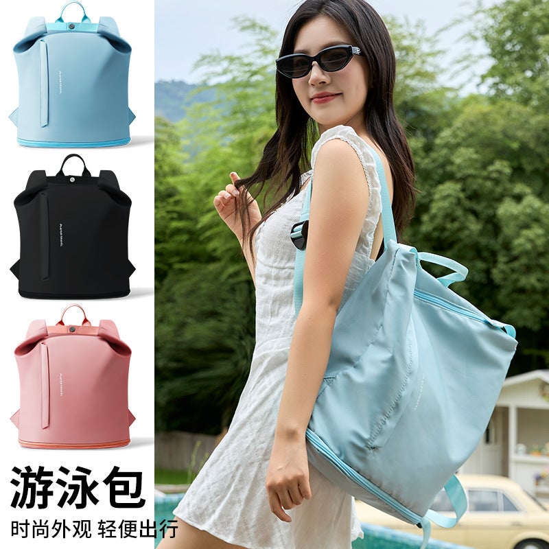 حقيبة سباحة ظهر بفصل رطب وجاف للرجال والنساء للياقة البدنية في الهواء الطلق شاطئ أسود - Image 2