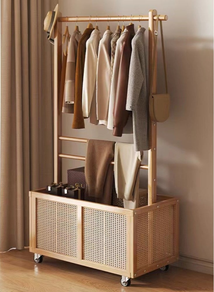 Kutis 1-Piece Hat And Clothes Rack Stand With Storage Basket Removable Clothes Storage Shelf Clothes Organizer Bamboo/Fiberboard 93x37x167 cm - Image 2