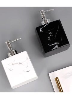 Vitacelli Soap Dispenser 500ML For Bathroom Kitchen Countertop Dispenser Lotion Liquid Dispenser Soap Bottle Ceramic Marble Soap Dispenser White  - Image 4