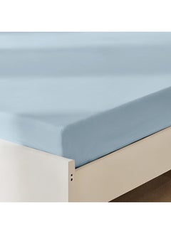 Rest Fitted Bedsheet 90X190+20Cm Breathable Plush Sky Blue Fabric With Deep Pockets Machine Washable For Optimal Protection  - Image 1