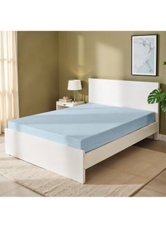 Rest Fitted Bedsheet 90X190+20Cm Breathable Plush Sky Blue Fabric With Deep Pockets Machine Washable For Optimal Protection  - Image 2