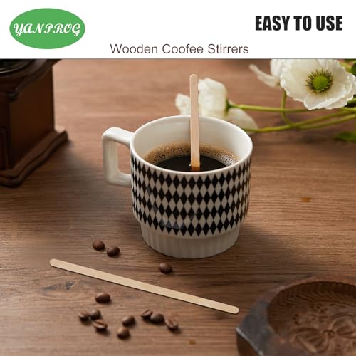 YANPROG Wooden Coffee Stirrers 5.5" Coffee Stir Sticks 100 Pcs, Natural Birch Round End Thick Birch Wood Eco-Friendly， Suitable for Coffee, Cocktail and Hot Drinks - Image 3