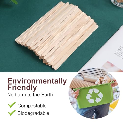 YANPROG Wooden Coffee Stirrers 5.5" Coffee Stir Sticks 100 Pcs, Natural Birch Round End Thick Birch Wood Eco-Friendly， Suitable for Coffee, Cocktail and Hot Drinks - Image 4