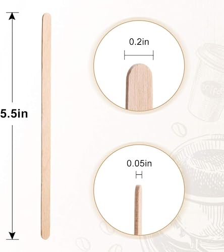 YANPROG Wooden Coffee Stirrers 5.5" Coffee Stir Sticks 100 Pcs, Natural Birch Round End Thick Birch Wood Eco-Friendly， Suitable for Coffee, Cocktail and Hot Drinks - Image 5