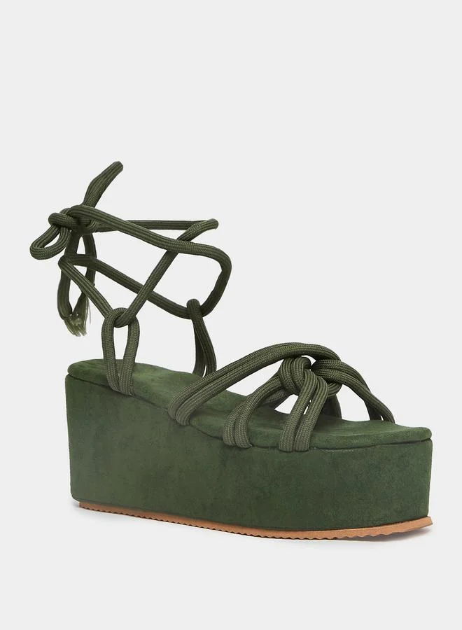 Styli Tie Up Detail Flatform Wedge Sandals