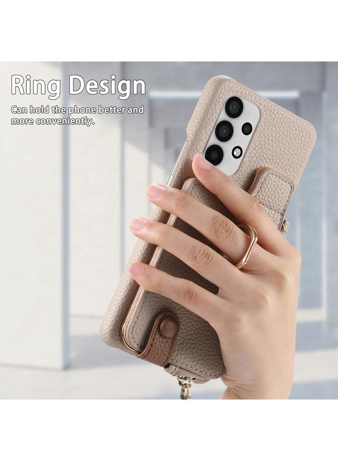 اس-توب جراب لهاتف Samsung Galaxy A53 5G مصنوع من جلد الليتشي مع حافة زيتية وسحاب ومحفظة خلفية للهاتف - Image 3