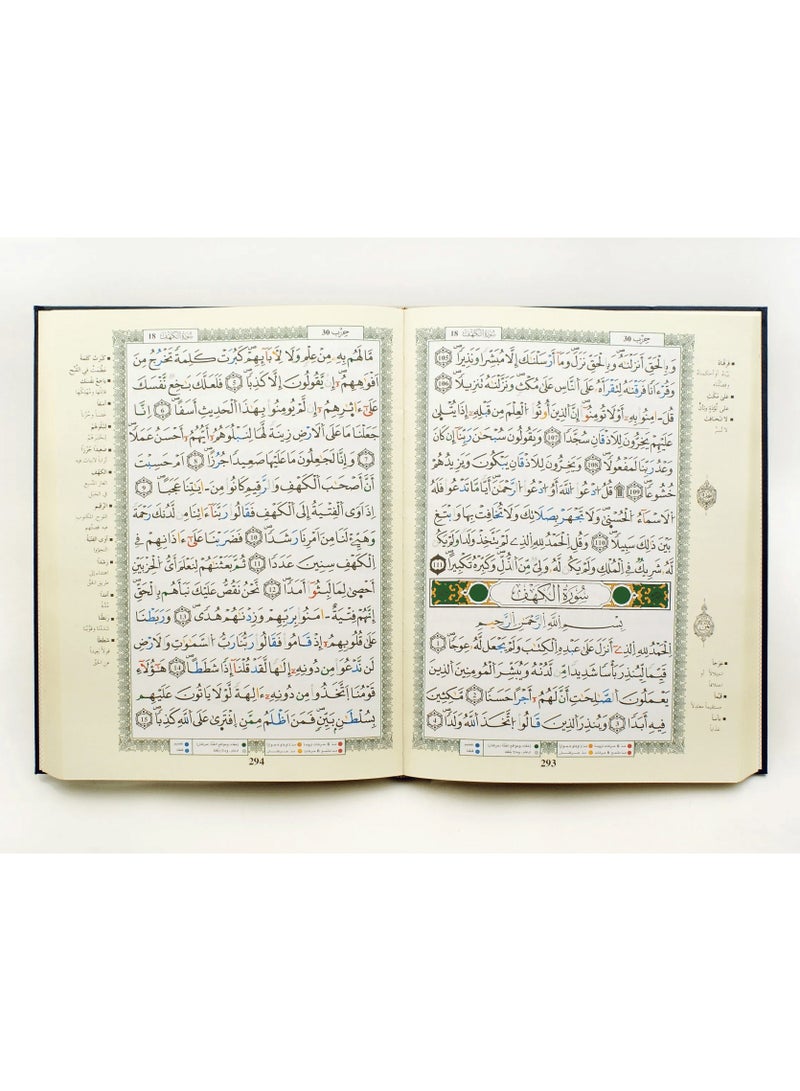 مصحف التجويد برواية ورش عن نافع  مع تفسير الكلمات وفهرس المواضيع قياس 14×20سم  أزرق - Image 2