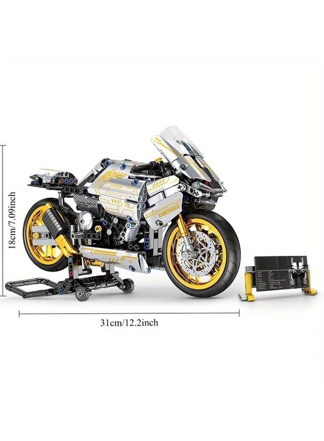 Yellow LZ003 Motorcycle Building Blocks ABS Material Easy Assemble Collectible Gift - Image 2
