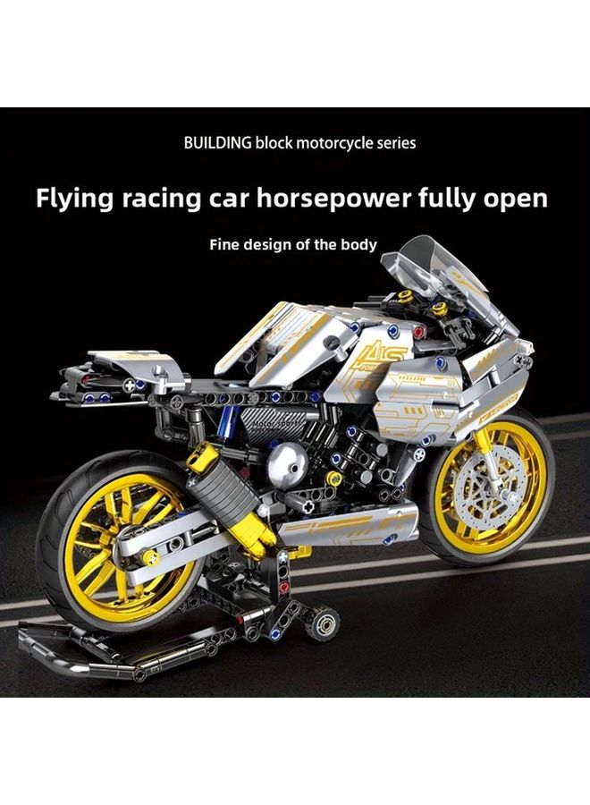 Yellow LZ003 Motorcycle Building Blocks ABS Material Easy Assemble Collectible Gift - Image 5