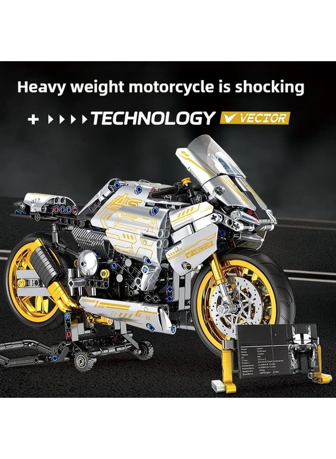 Yellow LZ003 Motorcycle Building Blocks ABS Material Easy Assemble Collectible Gift - Image 4