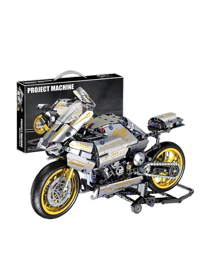 Yellow LZ003 Motorcycle Building Blocks ABS Material Easy Assemble Collectible Gift - Image 1