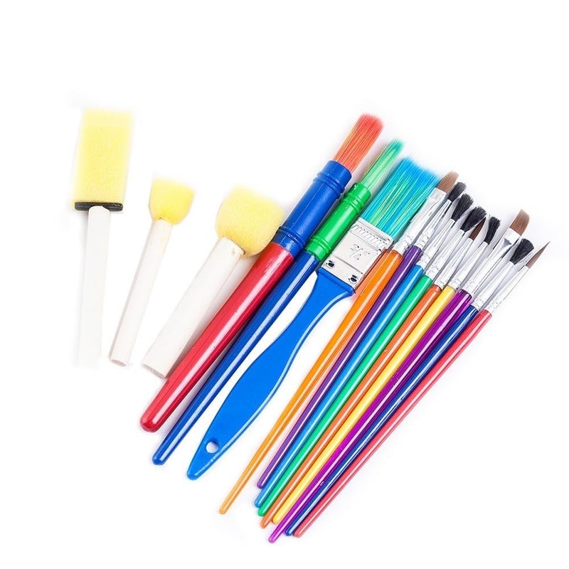 deziine DEZIINE�Art Set of 15 Paint Brushes Sponges of Various Sizes and Varieties for Painting � Bristle Brushes & Foam Brushes (Colors May Vary)  - Image 5