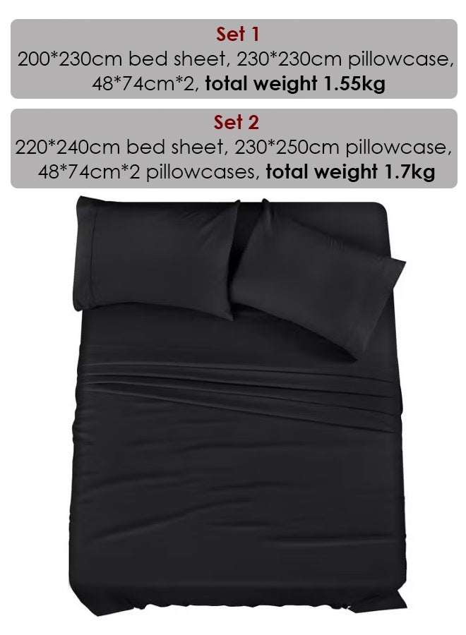 طقم ملاءات سرير فاخر من الألياف الدقيقة، مكون من 4 قطع، مناسب للفنادق، يتميز بجودته العالية، يسمح بمرور الهواء، مقاوم للتجاعيد، مناسب للأسرة المزدوجة بمقاس 2.0 متر/2.2 متر، نسيج مصقول عالي الكثافة، قابل للغسل في الغسالة دون أن يتغير شكله، مصبوغ بألوان نباتية فعّالة، ملاءات وأغطية وسائد مضادة للحساسية، مناسب للاستخدام المنزلي، والتأجير، والضيافة، لون أسود - Image 2