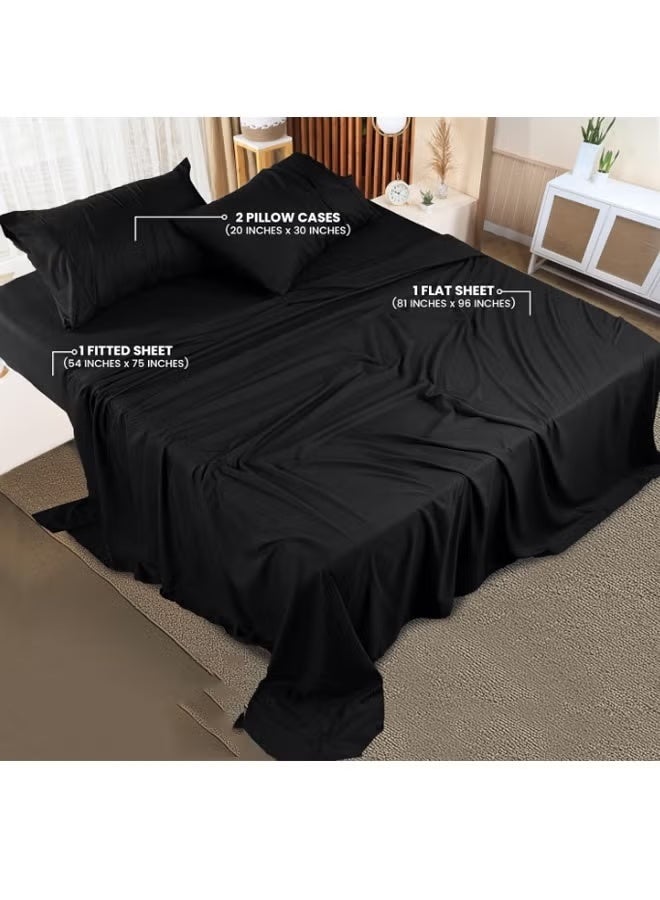 طقم ملاءات سرير فاخر من الألياف الدقيقة، مكون من 4 قطع، مناسب للفنادق، يتميز بجودته العالية، يسمح بمرور الهواء، مقاوم للتجاعيد، مناسب للأسرة المزدوجة بمقاس 2.0 متر/2.2 متر، نسيج مصقول عالي الكثافة، قابل للغسل في الغسالة دون أن يتغير شكله، مصبوغ بألوان نباتية فعّالة، ملاءات وأغطية وسائد مضادة للحساسية، مناسب للاستخدام المنزلي، والتأجير، والضيافة، لون أسود - Image 5