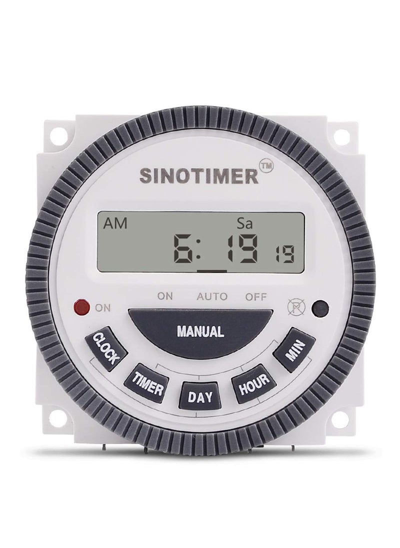 SINOTIMER SINOTIMER TM619 Timer Switch Digital LCD Power Timer Switch Weekly Programmable Thinner Model 16A 1NO1NC TM6193 24V 