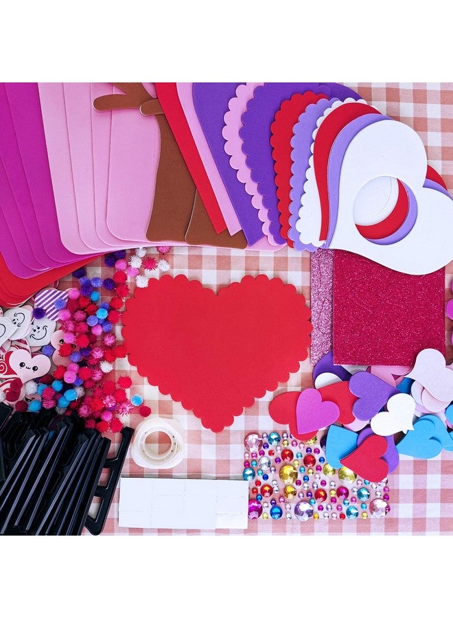 Winlyn 12 Sets Heart Picture Frames Decorations Valentine Crafts Kits DIY Heart Frames Art Sets Smile Hearts Foam Valentine Stickers for Kids Valentine's Day Party Classroom Activities Gift Exchange - Image 3