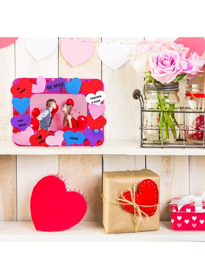 Winlyn 12 Sets Heart Picture Frames Decorations Valentine Crafts Kits DIY Heart Frames Art Sets Smile Hearts Foam Valentine Stickers for Kids Valentine's Day Party Classroom Activities Gift Exchange - Image 4