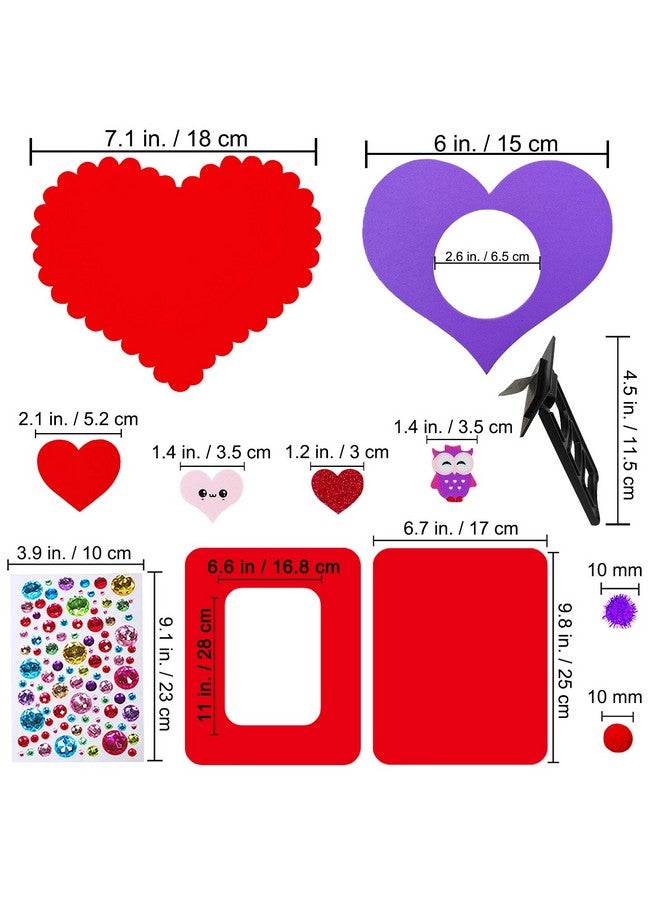 Winlyn 12 Sets Heart Picture Frames Decorations Valentine Crafts Kits DIY Heart Frames Art Sets Smile Hearts Foam Valentine Stickers for Kids Valentine's Day Party Classroom Activities Gift Exchange - Image 2