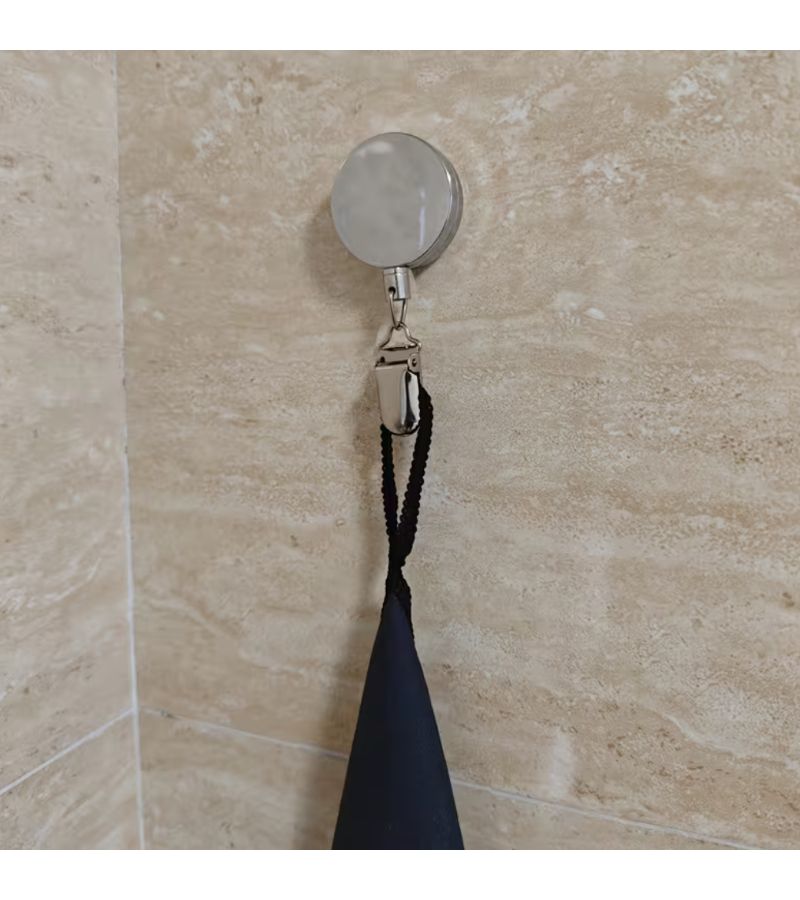 Bright Silvery Senior Automatic Telescopic Towel Rack No Drill Wall Mounted Holder - Image 3