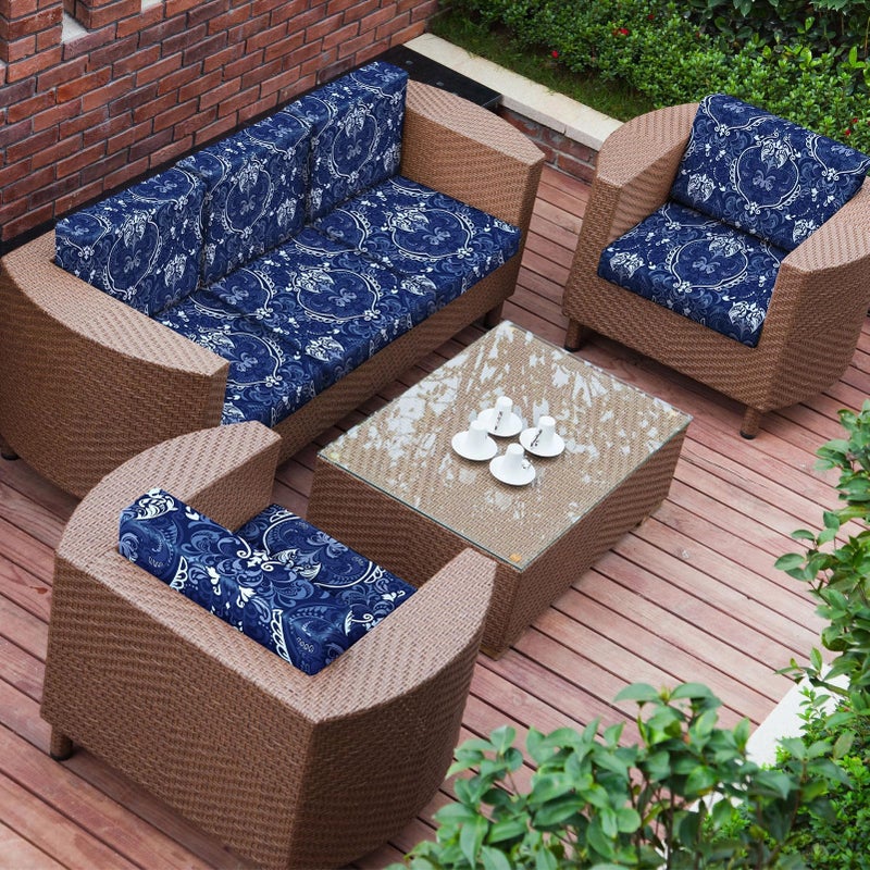 pickyNproud 8Pcs Patio Cushion Covers Stretch Outdoor Couch Cushions Slipcovers Replacement Washable Furniture Protector with Elastic Bottom Sofa Chair Seat Cover, Dark Blue - Image 4