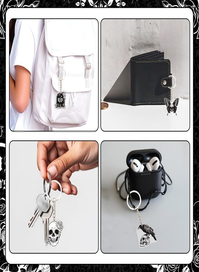 Serencatcher Gothic Theme Party Favors 12pcs Gothic Keychains Skull Tomb Keychains for Death to My 20s 30s Birthday Rip Themed Party Gothic Wedding Bridal Shower Bachelorette Party Supplies - Image 5