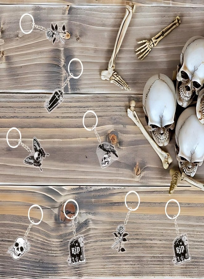 Serencatcher Gothic Theme Party Favors 12pcs Gothic Keychains Skull Tomb Keychains for Death to My 20s 30s Birthday Rip Themed Party Gothic Wedding Bridal Shower Bachelorette Party Supplies - Image 4
