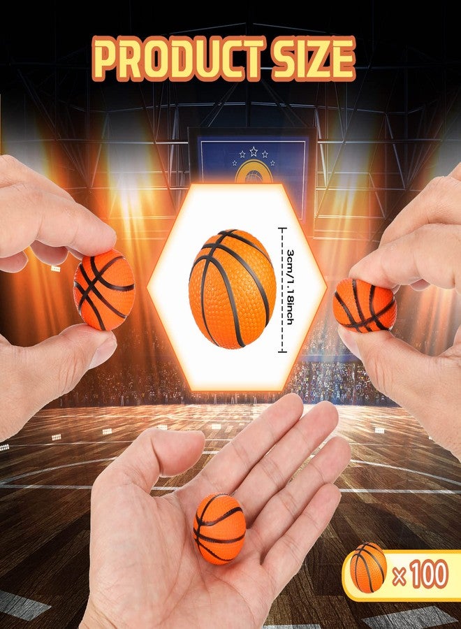 Charniol 100 Pcs Mini Basketball Party Favors Stress Balls Foam Sports Party Favors Mini Basketball Stress Ball for Anxiety Relief Teens Adults School Reward, Party Bag Supplies (Orange) - Image 2