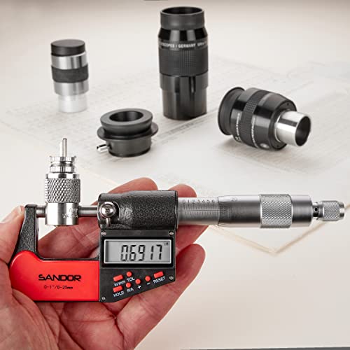 SANDOR Professional Digital Outside Micrometer with Carbide Tip 0-1"/0-25mm Measuring Range - 0.00005" / 0.001mm Accuracy with Ratchet Stop and Protective Case - Precision Machinist Workshop Automotive Tool - Image 3