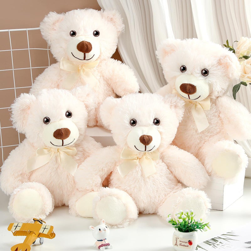 Civaner 4 Pack 14 Inches Teddy Bears Plush Stuffed Animals Cute Soft Bears Gifts Bulk for Women BFF GirlfriendWhite - Image 2