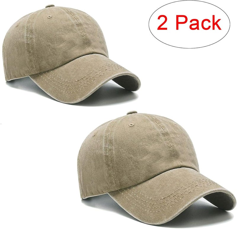 PFFY 2 Packs Vintage Washed Distressed Baseball Cap Golf Dad Hat for Men Women - Image 2