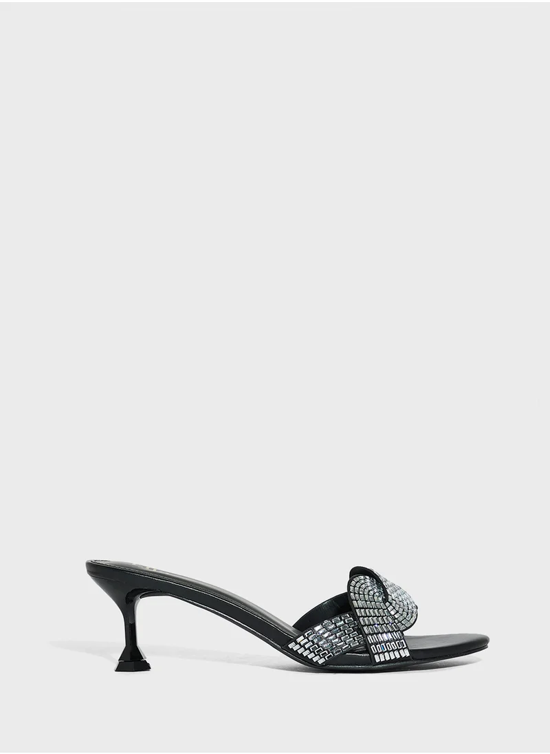 Ella Limited Edition Twisted Embellished Mule Heel Sandal