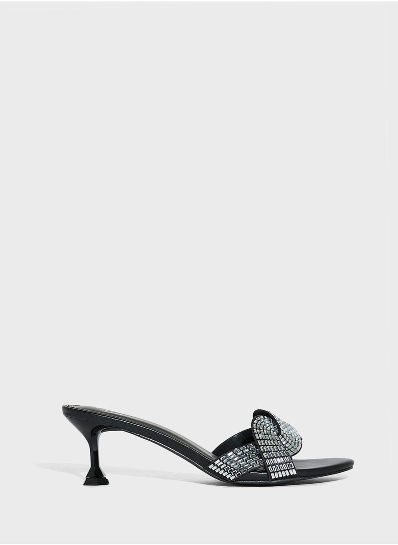 Ella Limited Edition Twisted Embellished Mule Heel Sandal  - Image 1