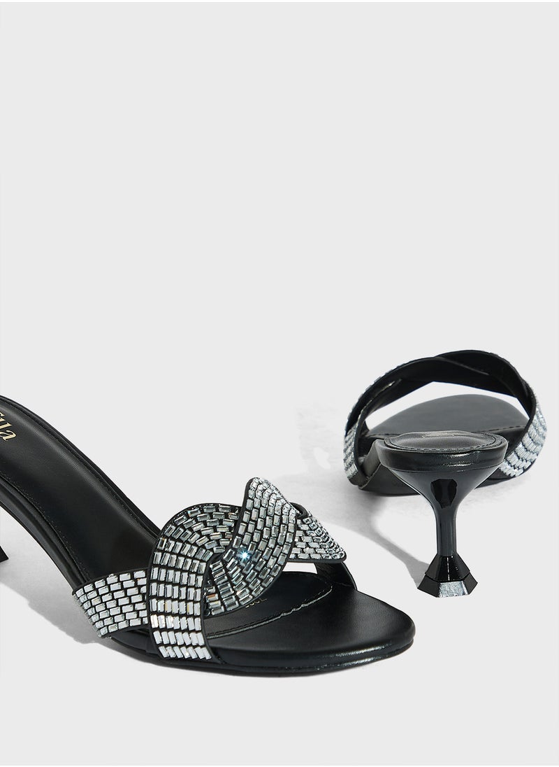 Ella Limited Edition Twisted Embellished Mule Heel Sandal  - Image 4