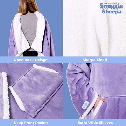 Snuggie Sherpa The Original Wearable Blanket With Sleeves For Adults| Functional Warm & Cozy Super Soft Lilac - Image 5