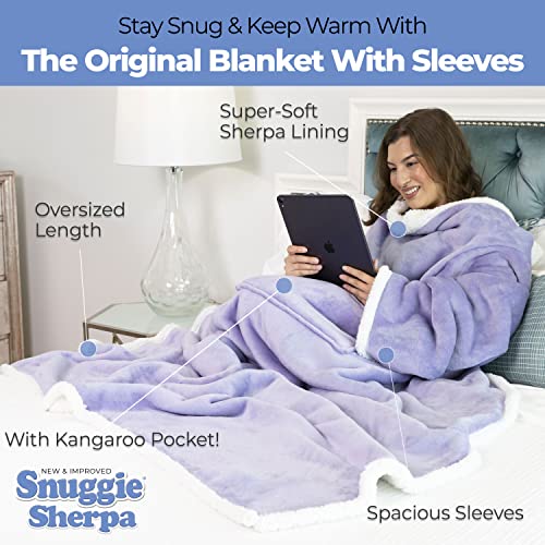 Snuggie Sherpa The Original Wearable Blanket With Sleeves For Adults| Functional Warm & Cozy Super Soft Lilac - Image 3