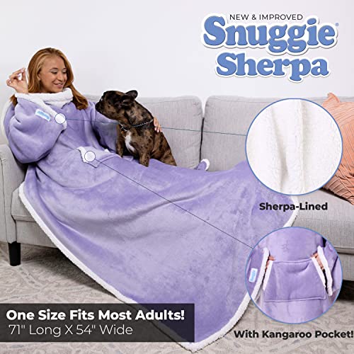 Snuggie Sherpa The Original Wearable Blanket With Sleeves For Adults| Functional Warm & Cozy Super Soft Lilac - Image 2