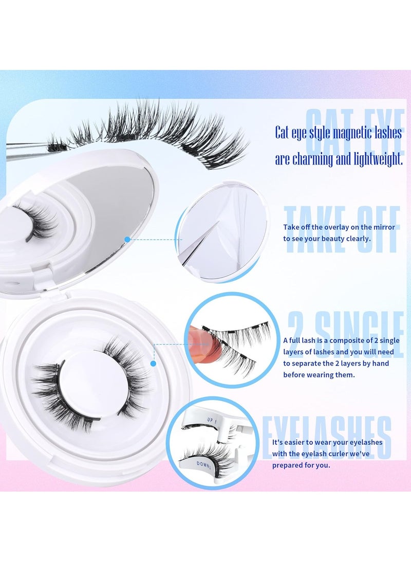 general Magnetic Eyelashes Fluffy False Eyelashes No Glue Needed Magnetic Lashes Natural Strip Eye Lashes 1 Pair Cat Eye Magnetic Fake Eyelashes Durable Fake Lashes with Applicator - Image 2