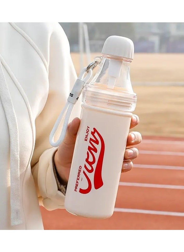 QSHOP Modern Leakproof Water Bottle, Portable Durable Drinking Bottle for Gym and Fitness with Carrying Strap, BPA Free (650ml)  - Image 1