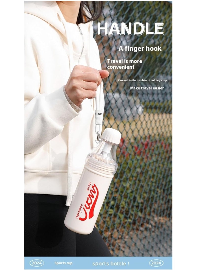 QSHOP Modern Leakproof Water Bottle, Portable Durable Drinking Bottle for Gym and Fitness with Carrying Strap, BPA Free (650ml)  - Image 3