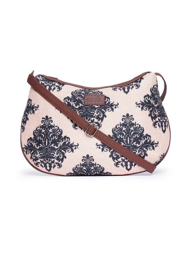 ZOUK 100% PeTA Approved Vegan Leather Mughal Motif Print Shoulder Bag for Women - Image 1