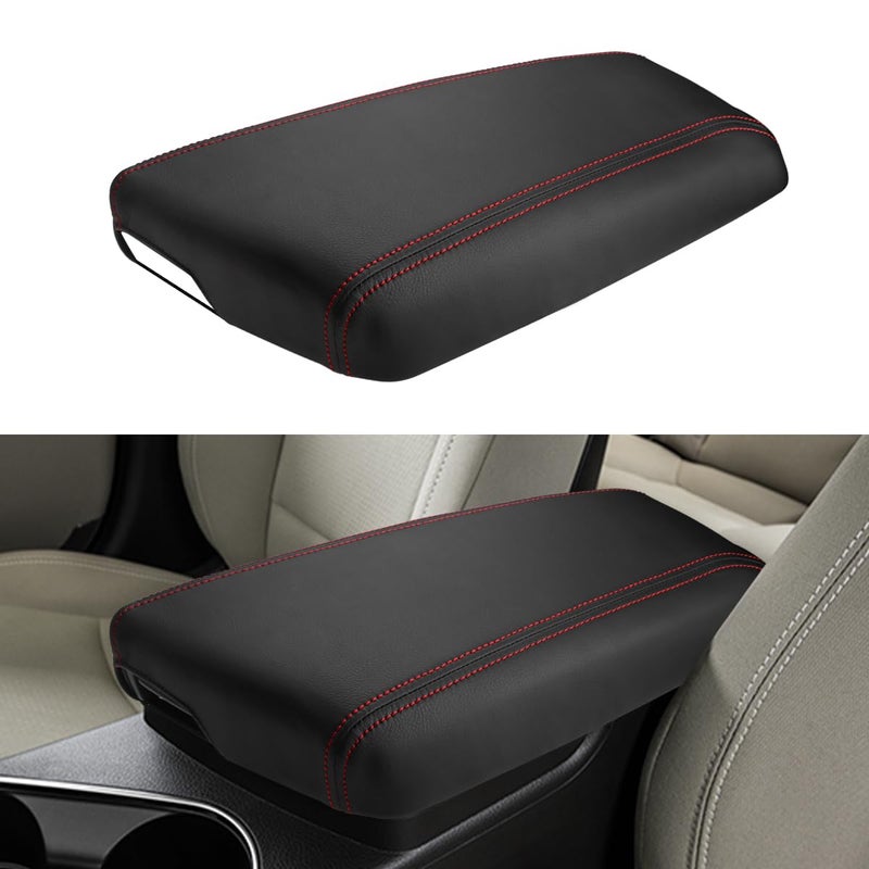 INTGET Car Center Console Armrest Cover for Kia Optima Accessories 2011 2012 2013 2014 2015 Leather Middle Console Arm Rest Box Lid Seat Cover Protector Cushion Saver Red Stitches 20112015