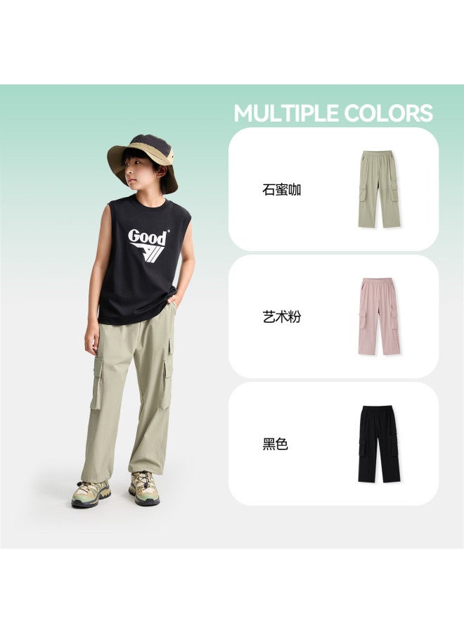 Annil Boys & Girls Straight-leg Casual Pants - 2025 Summer New Drop Crotch Trendy Cargo Pants With Large Pockets Lightweight Sportswear - Image 5