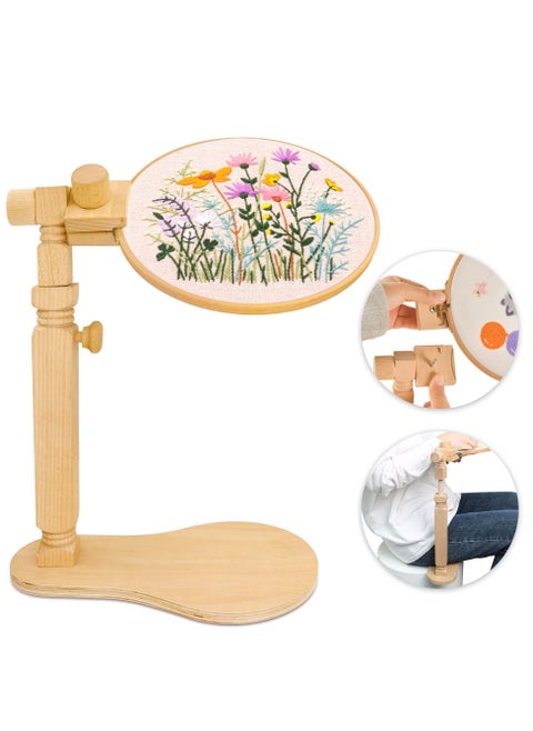 Natural Beech Wood Adjustable Rotated Embroidery Frame Stand for Most Sizes of Hoops Cross Stitch Wooden Stand Suitable for Studio Chinese Embroidery Frame Set
