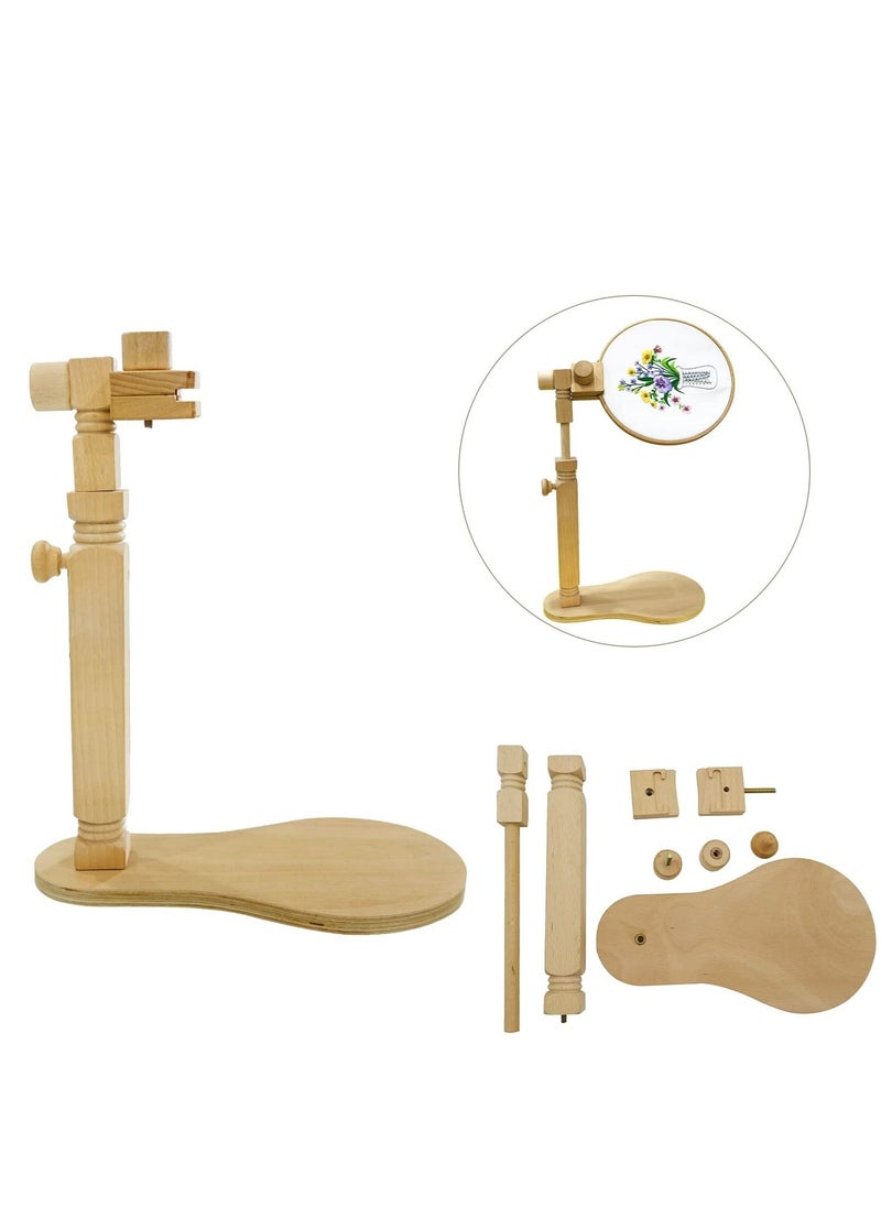 Natural Beech Wood Adjustable Rotated Embroidery Frame Stand for Most Sizes of Hoops Cross Stitch Wooden Stand Suitable for Studio Chinese Embroidery Frame Set