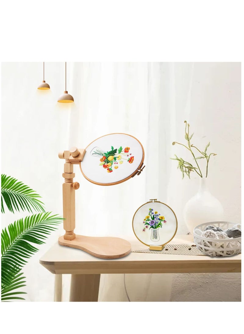 Natural Beech Wood Adjustable Rotated Embroidery Frame Stand for Most Sizes of Hoops Cross Stitch Wooden Stand Suitable for Studio Chinese Embroidery Frame Set