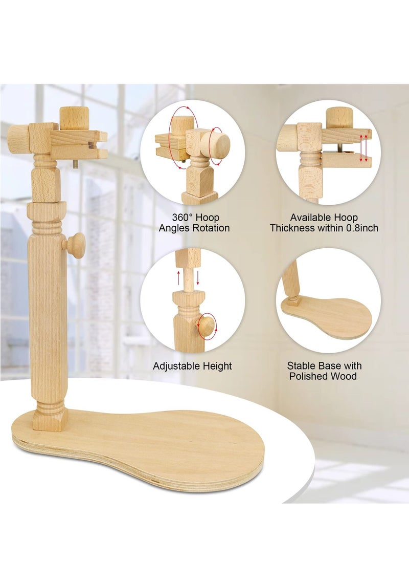 Natural Beech Wood Adjustable Rotated Embroidery Frame Stand for Most Sizes of Hoops Cross Stitch Wooden Stand Suitable for Studio Chinese Embroidery Frame Set