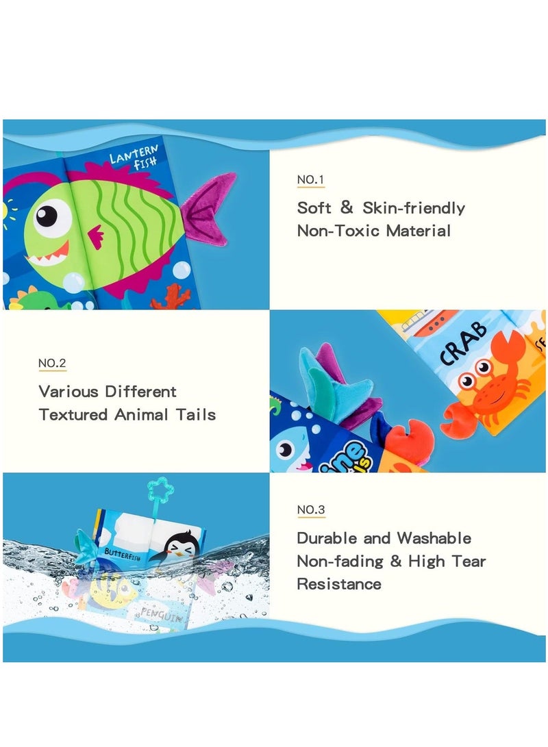 Y&D Baby Books Toys, Touch and Feel Crinkle Cloth for Babies, Infants & Toddler, Early Development Interactive Car Stroller Soft Toys Gifts Boys Girls (Ocean Theme-1 Book)  - Image 3